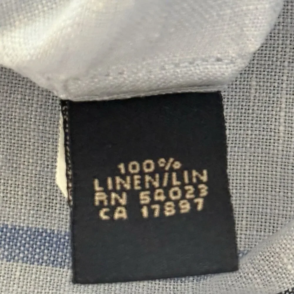 Banana Republic 100% Linen Shirt Mens M Blue Short Sleeve Button Down